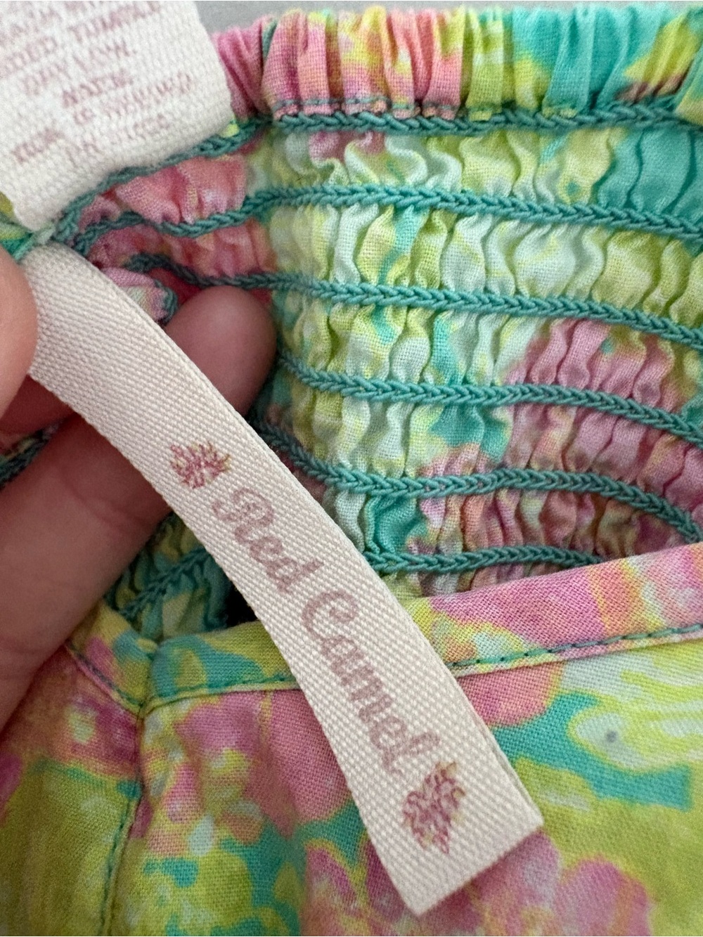 Red Carmen Floral Smocked Top — Pastel Pink, Mint & Yellow